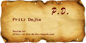 Pritz Dejte névjegykártya
